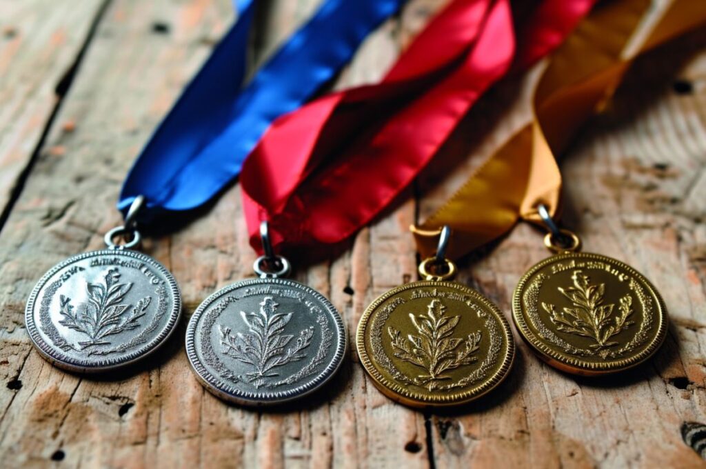 Médaille d'escrime, médailles de récompense dorées et argentées avec ruban, médailles de jeux de compétition sportive en métal pour enfants